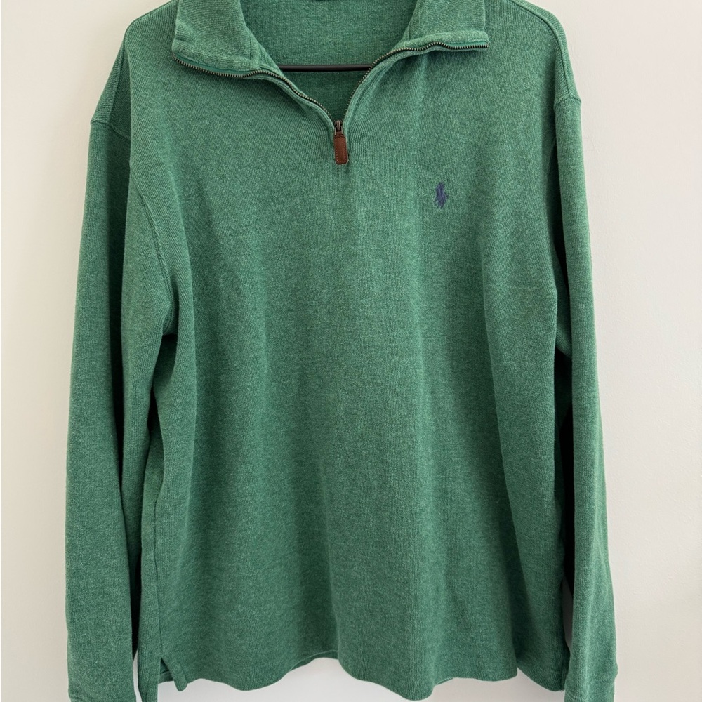 Polo by Ralph Lauren Men’s Green Pullover Quarter Zip Sweatshirt Jacket